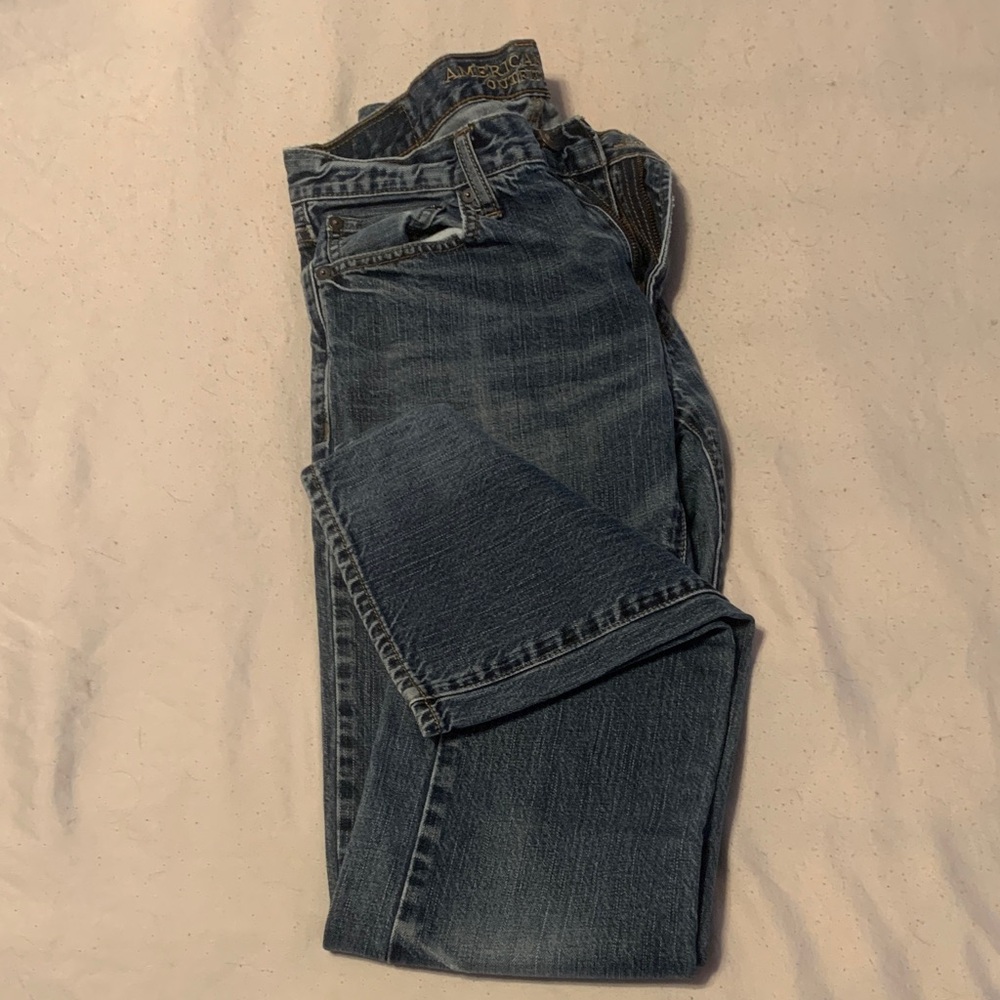 American Eagle Outfitters Men's Dark Blue Straight Jeans Size 30x34